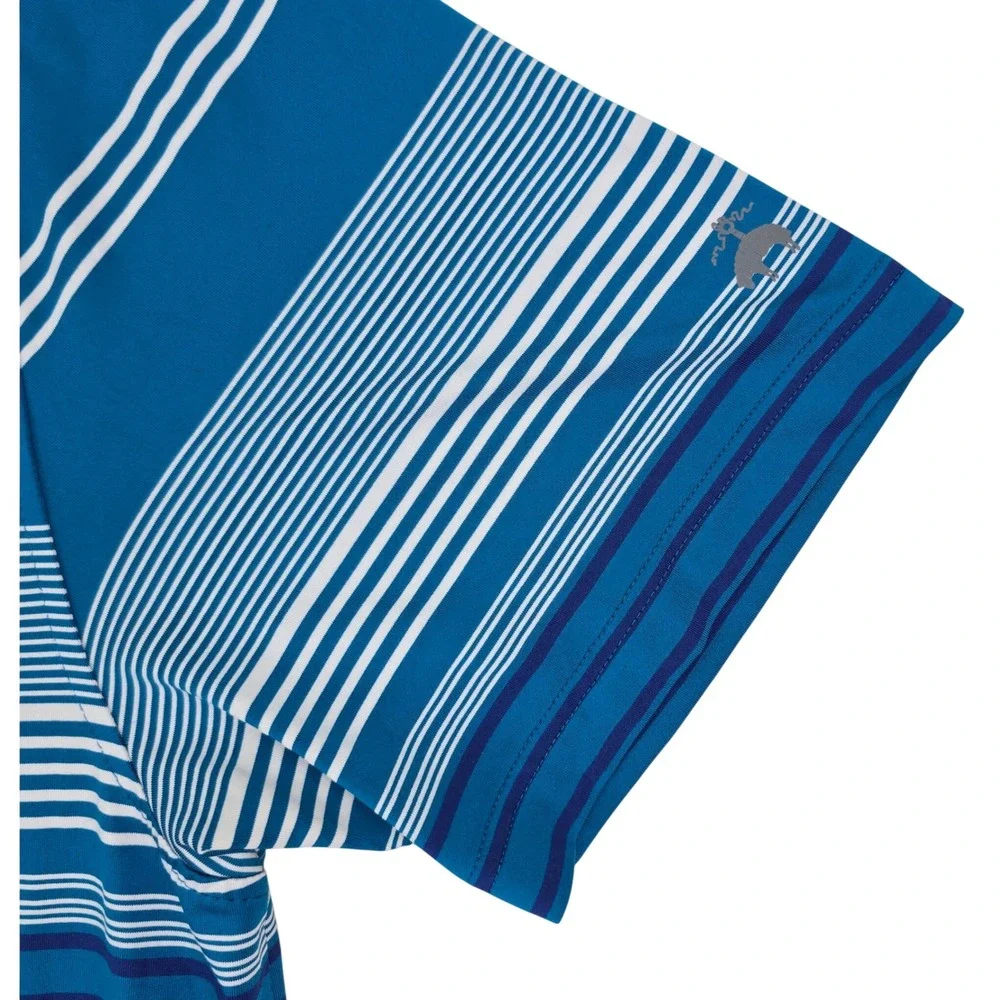Brooks Brothers Performance Polo Shirt Mens Large Blue Striped Golf Short Sleeve
